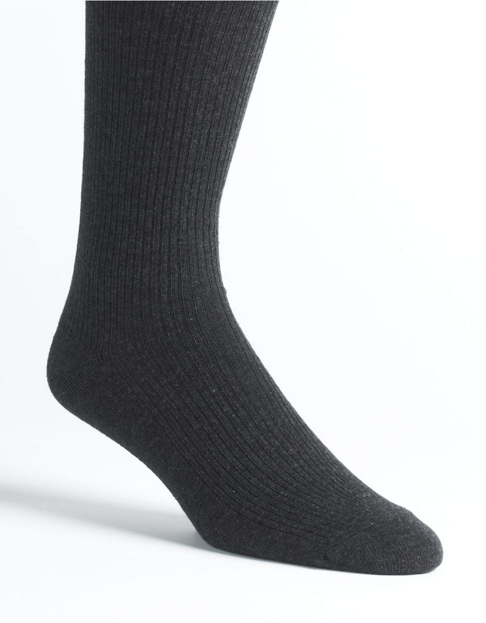 Black & brown Combed Cotton Blend Ribbed Dress Socks in Gray for Men