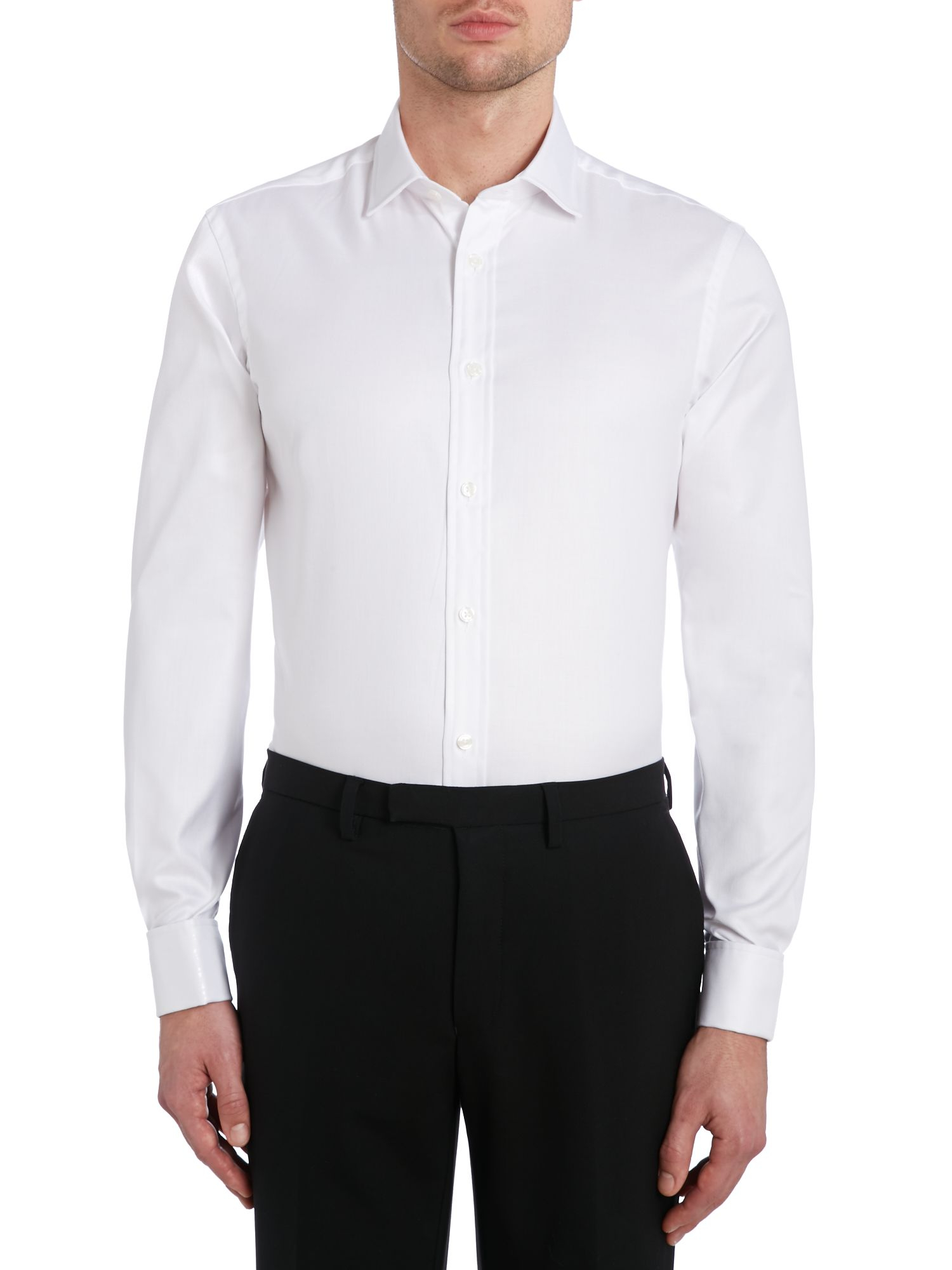 Tm lewin Luxury Twill Fitted Shirt in White for Men | Lyst