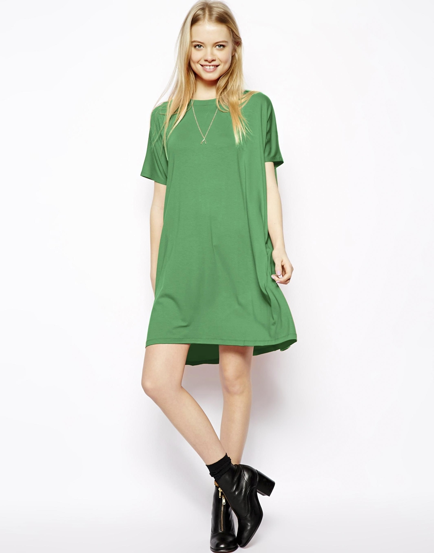 Lyst - Asos T-shirt Dress With Short Sleeves in Green