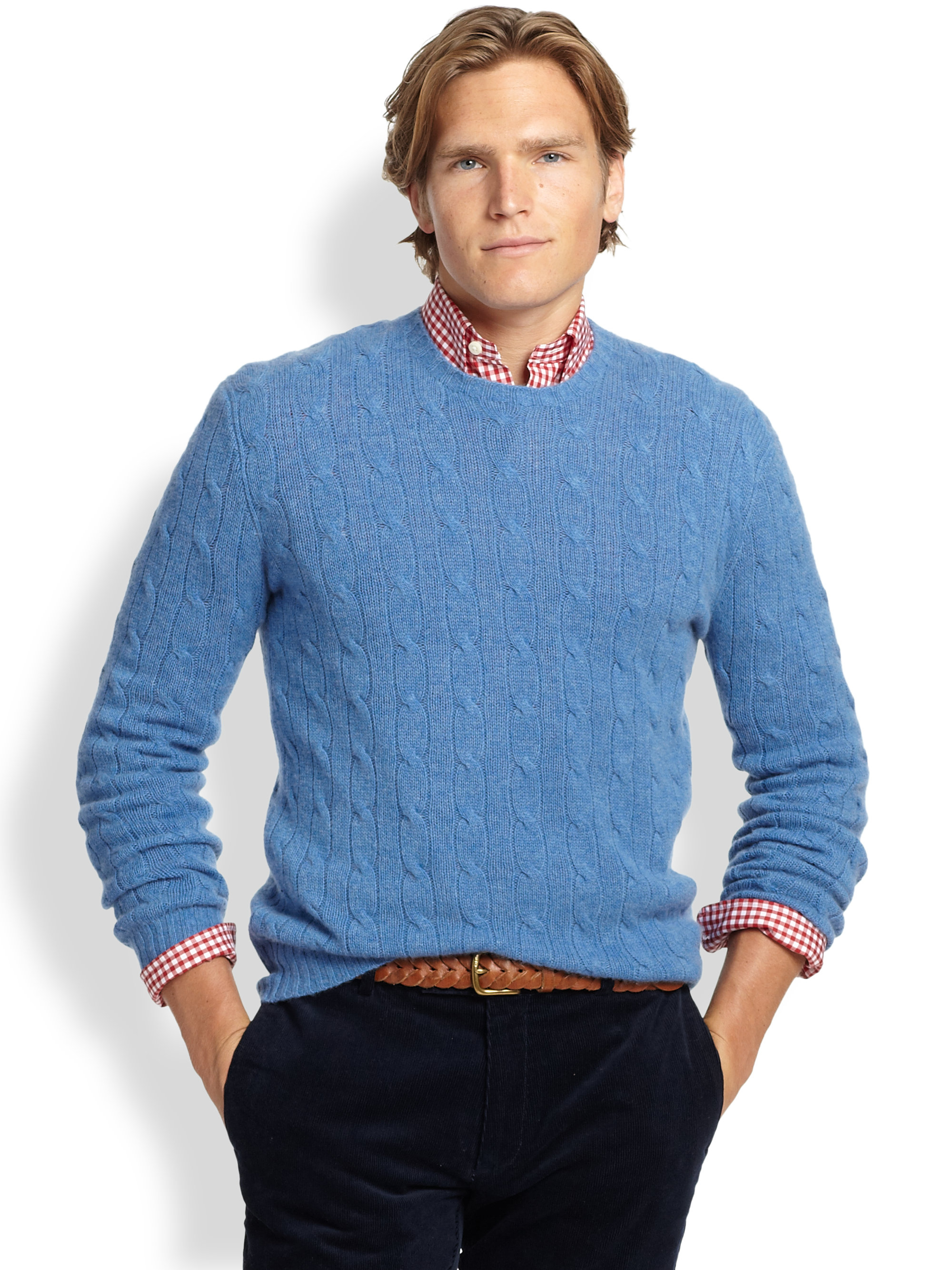 Lyst - Polo Ralph Lauren Cable-knit Cashmere Sweater in Blue for Men