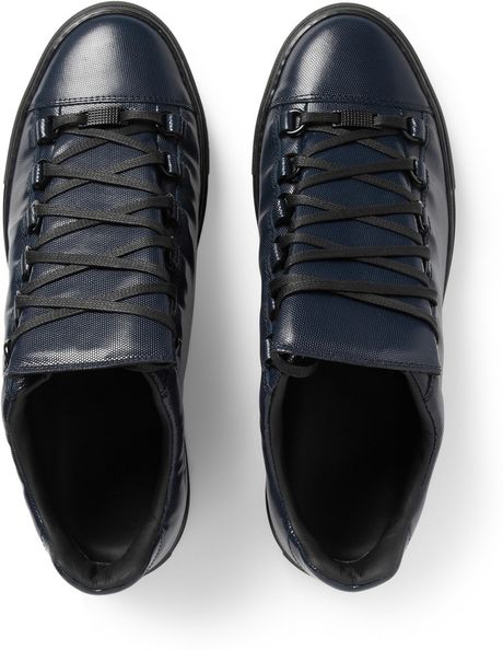 Balenciaga Arena Embossed-Leather Sneakers in Blue for Men | Lyst