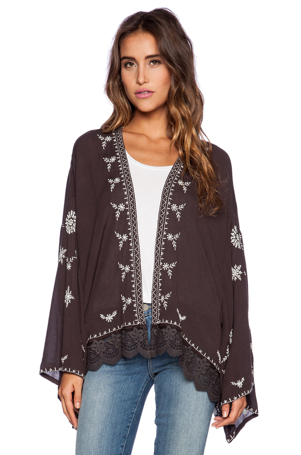 free embroidered kimono jacket lyst free embroidered kimono jacket lyst