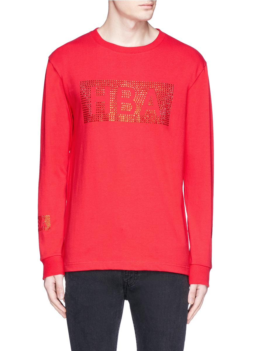 Lyst - Hood By Air Swarovski Crystal Logo T-shirt in Red for Men