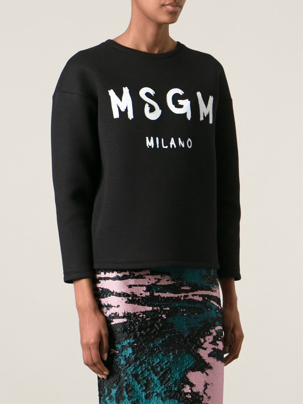 Msgm Logo Printed Sweatshirt in Black | Lyst