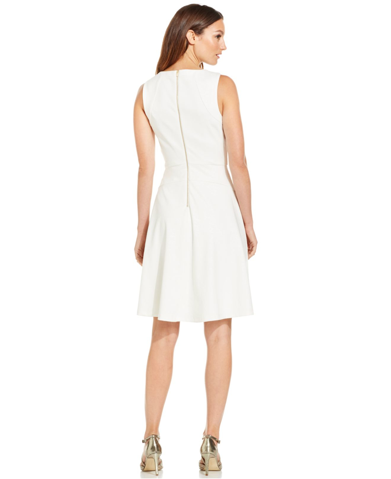 Lyst Calvin Klein Sleeveless Fit Flare Dress In White Gallery