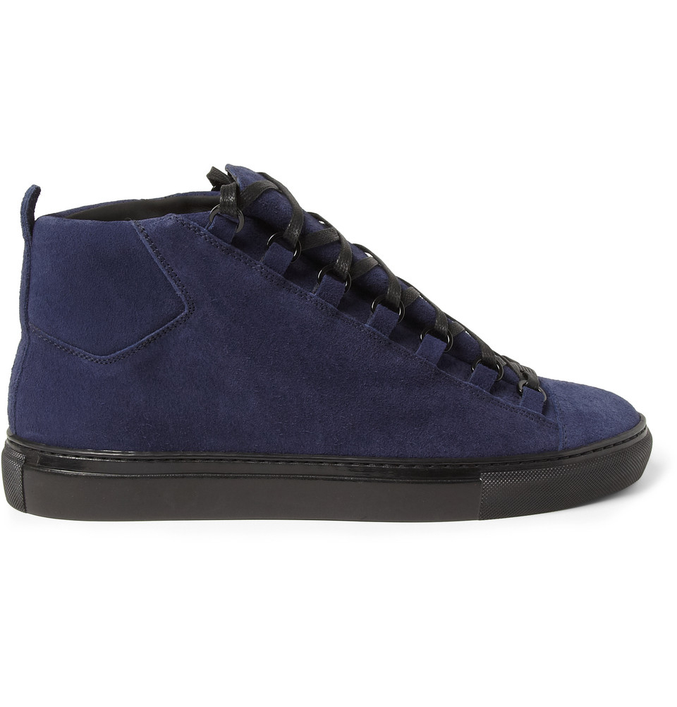 Lyst - Balenciaga Arena Suede High Top Sneakers in Blue for Men