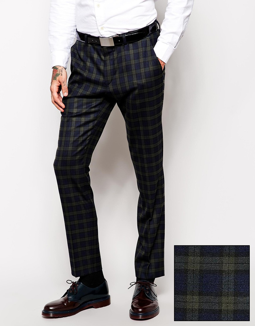ASOS | Green Slim Fit Smart Pants in Plaid for Men | Lyst
