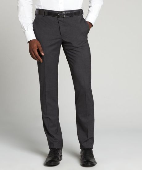 Prada Grey Wool Straight Leg Flat Front Pants in Gray for Men (grey) | Lyst