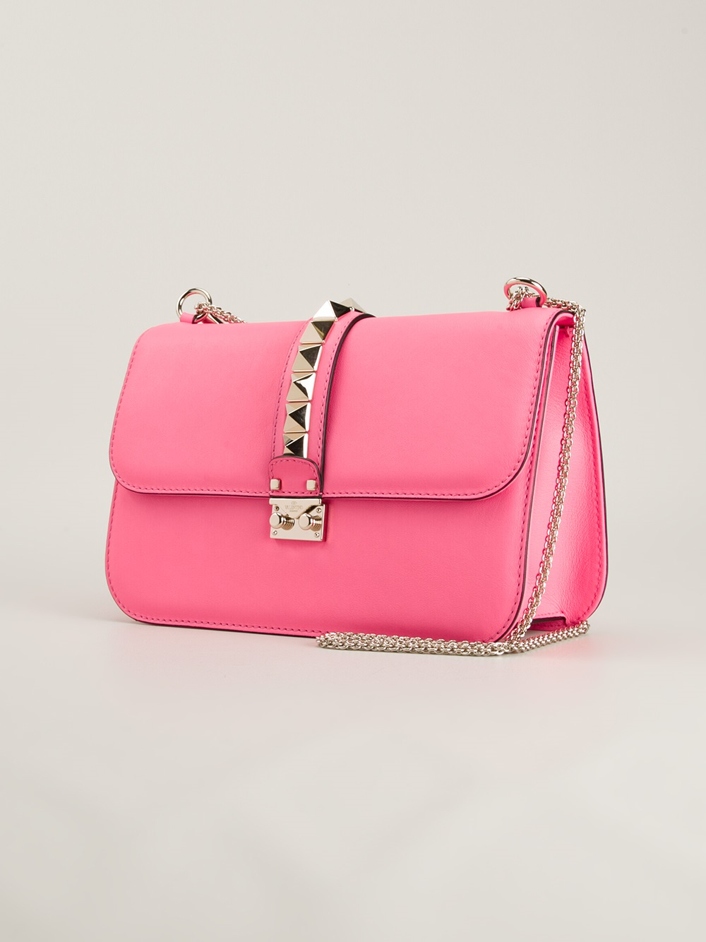 Valentino Large Rockstud Shoulder Bag in Pink | Lyst