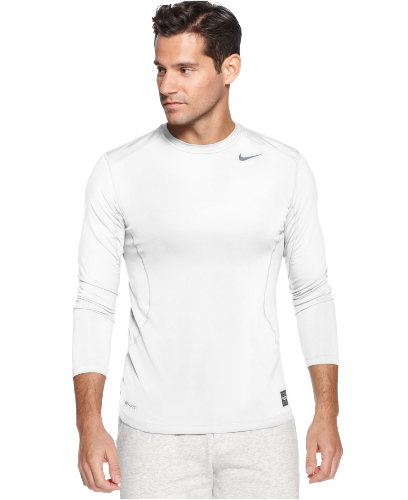Nike Pro Combat Dri-Fit Fitted Long Sleeve Tee in Blue for Men | Lyst