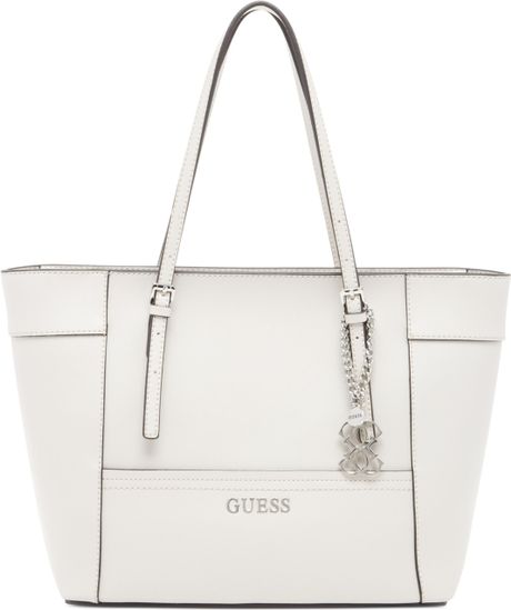 Guess Delaney Small Classic Tote in White (Bone) | Lyst