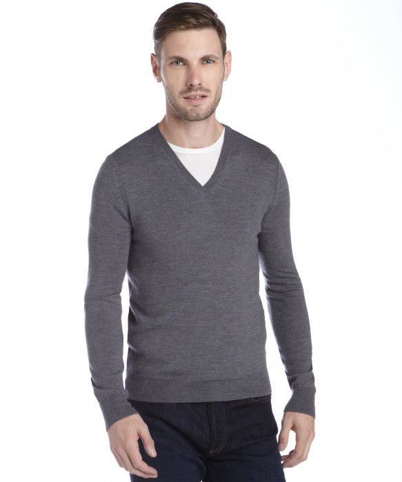 grey v neck sweater