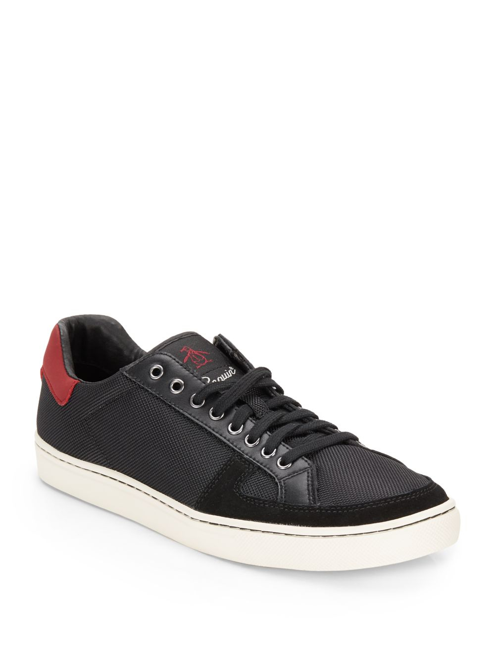 Original penguin Rave Leather & Mesh Sneakers in Black for Men | Lyst