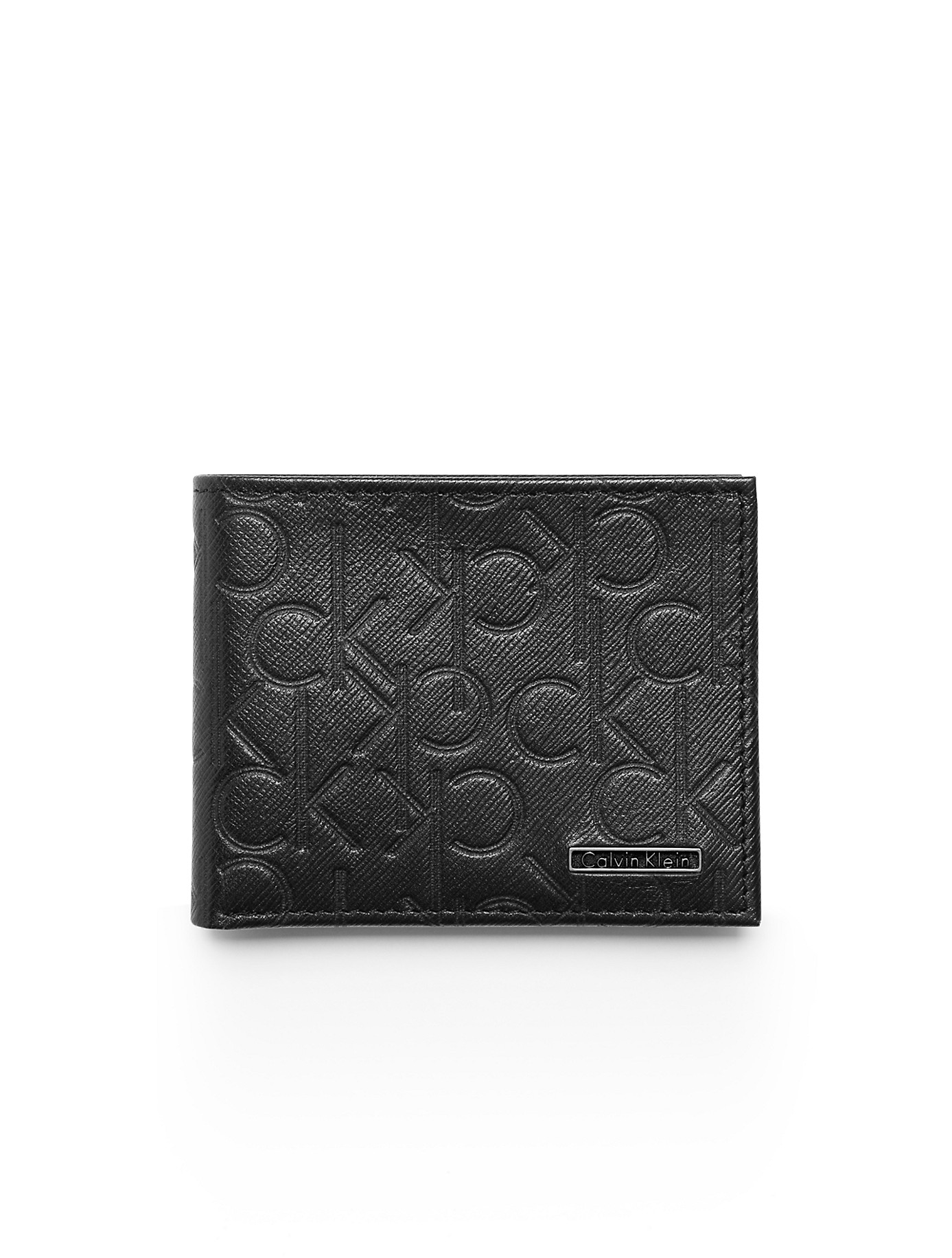 Lyst - Calvin Klein White Label Embossed Logo Slimfold Wallet in Black ...