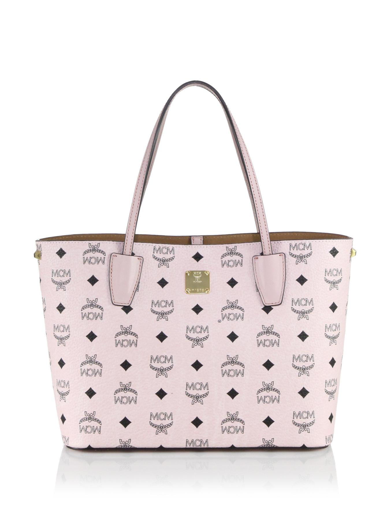 Mcm Shopper Project Visetos Small Coated Canvas Tote in White | Lyst