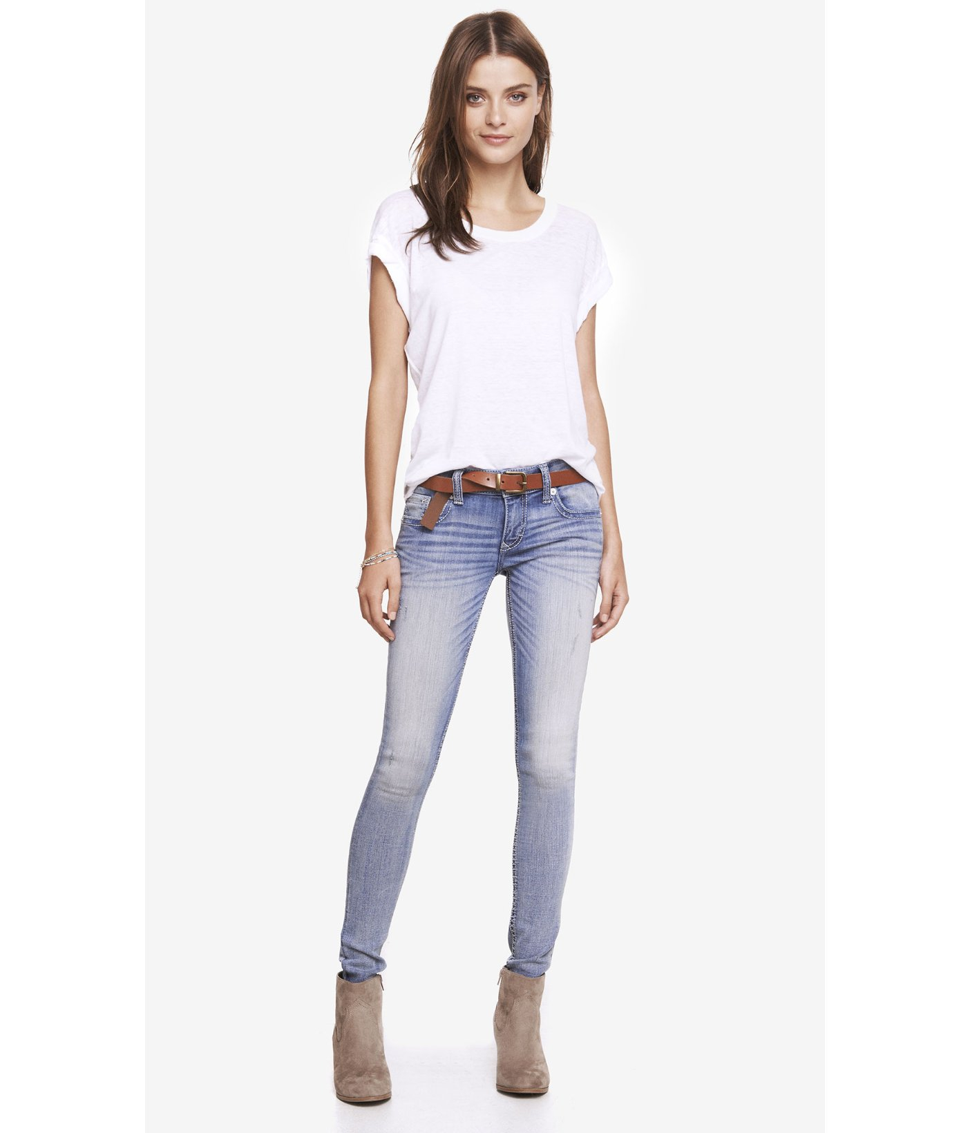 Lyst Express Light Low Rise Thick Stitch Jean Legging In Blue
