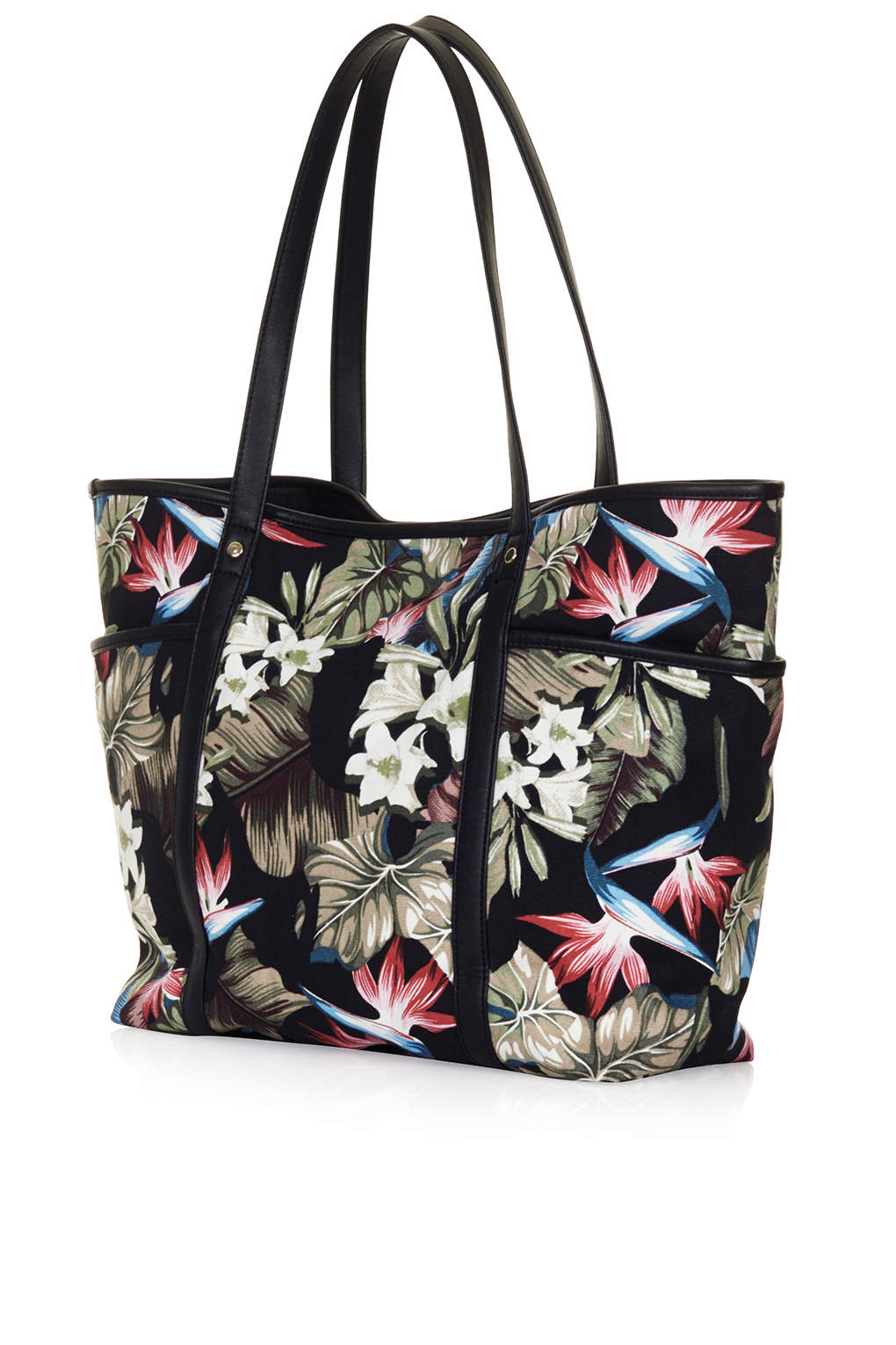Lyst - Topshop Floral Printed Tote Bag in Black
