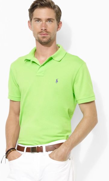 Ralph Lauren Polo Custom Stretch-Mesh Polo Shirt - Slim Fit in Green ...