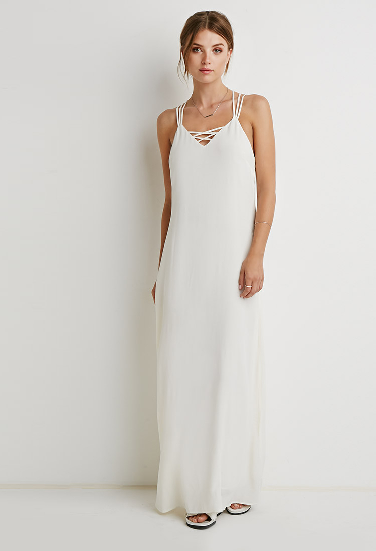 Forever 21 Contemporary Strappy Maxi Dress In Cream White Lyst 0533