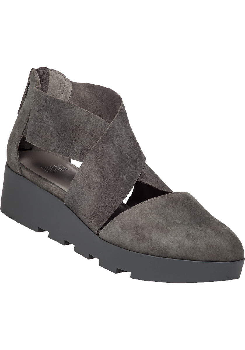 Lyst - Eileen Fisher Buoy Suede Flatform Sandals in Gray