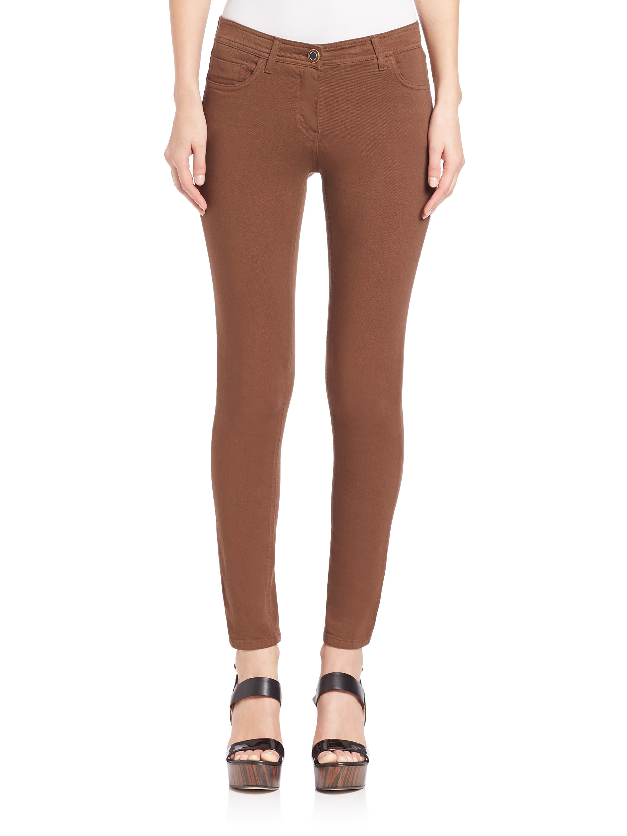 Lyst - Etro Cotton Stretch Skinny Jeans in Brown
