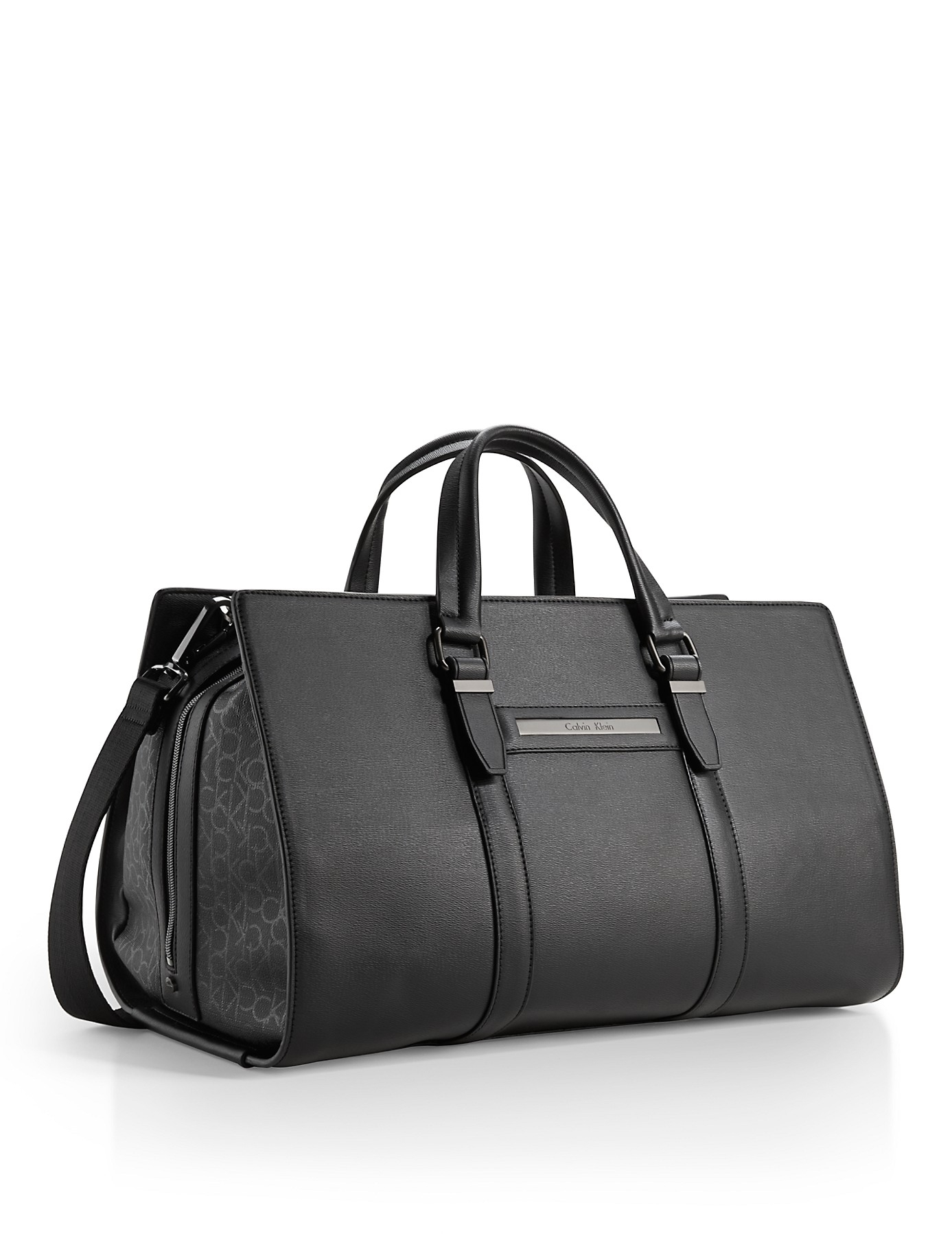 Calvin klein Coated Logo City Duffle Bag in Black | Lyst