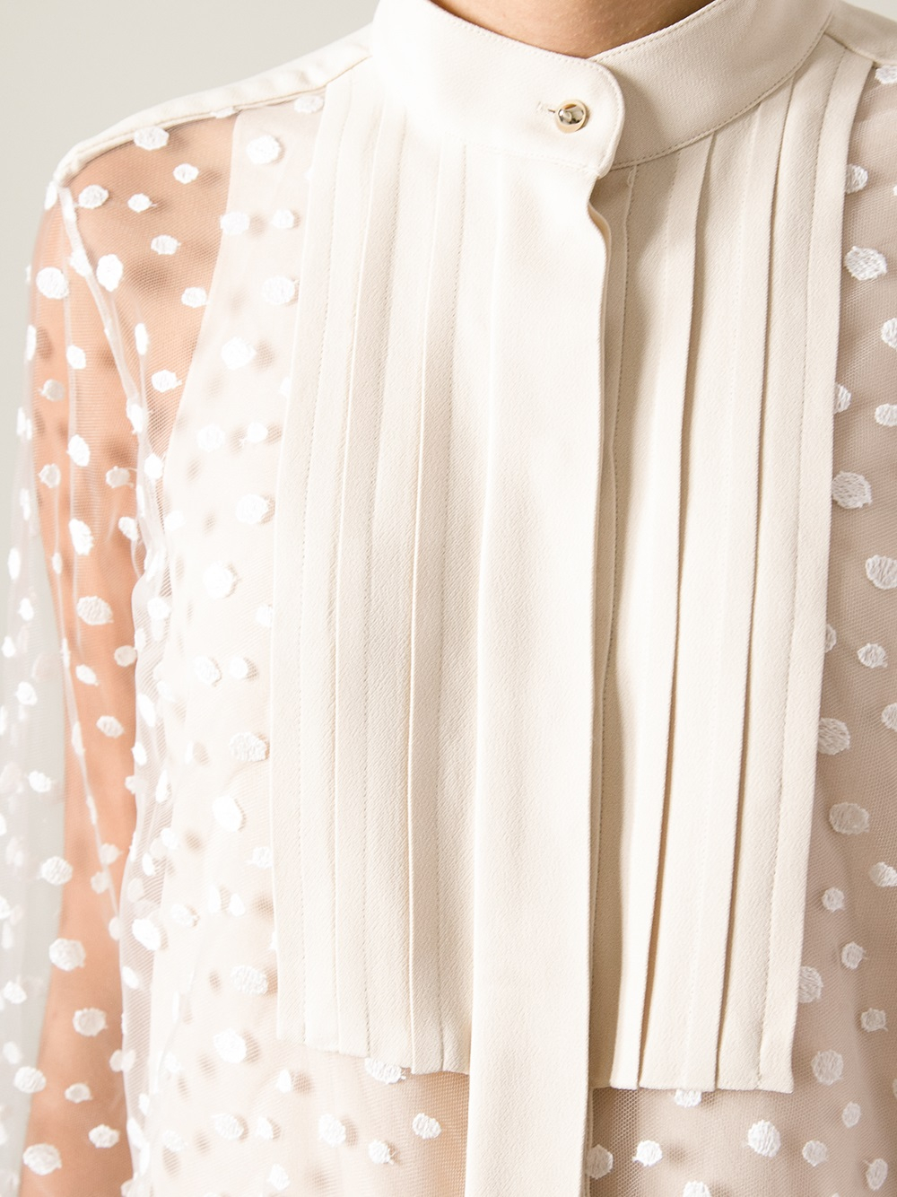 Lyst - ChloÃ© Sheer Polka Dot Blouse in White