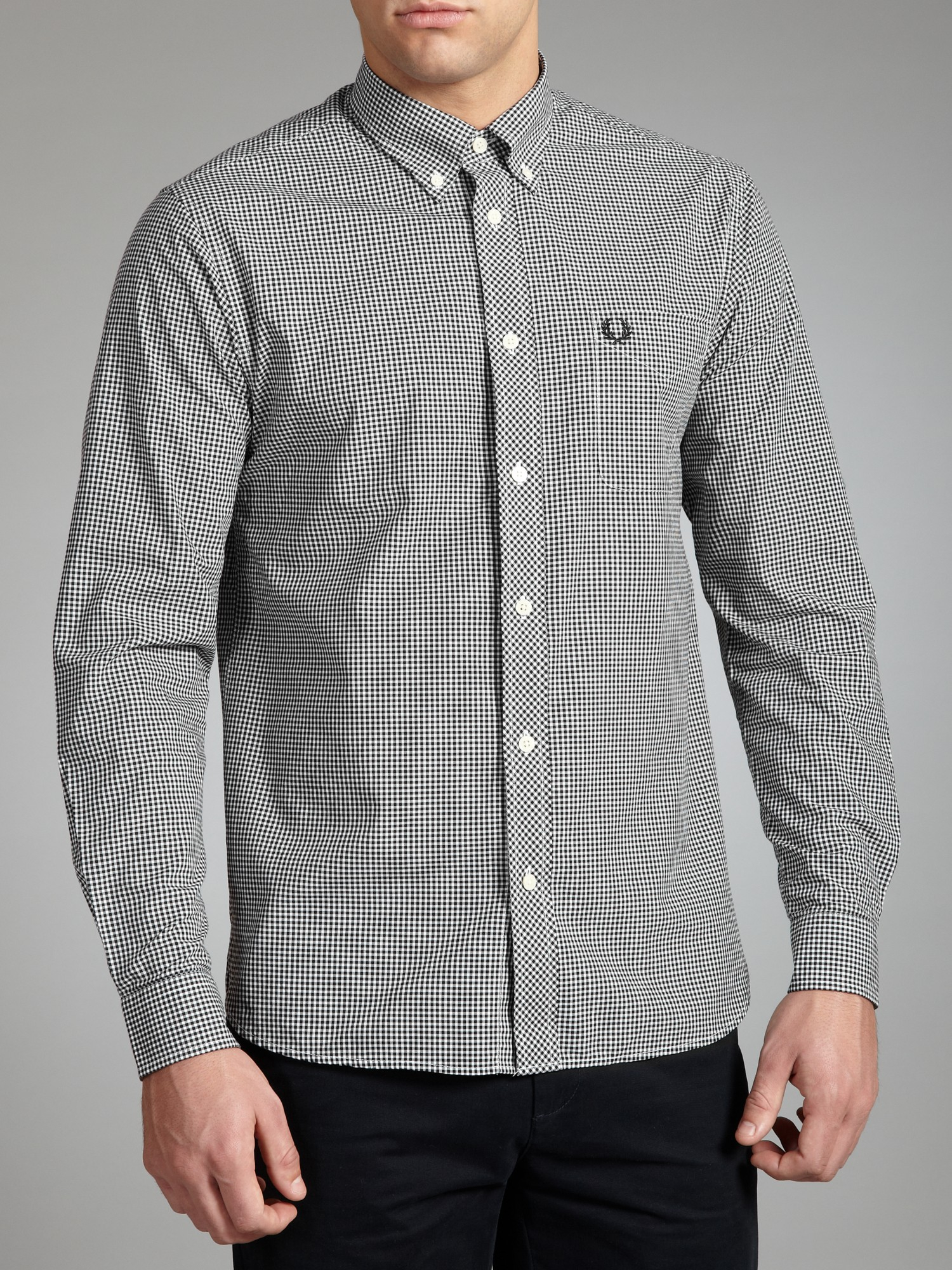Lyst - Fred perry Gingham Check Shirt in Gray for Men