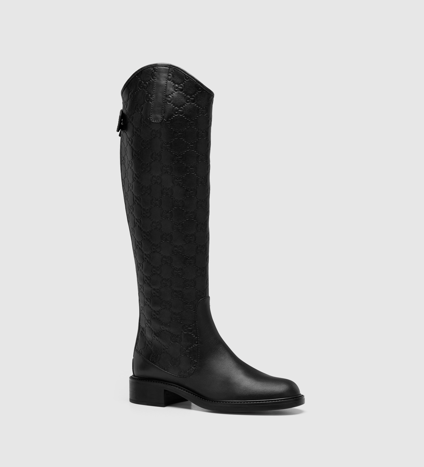 Lyst Gucci Maud Black Leather Tall Flat Boot in Black