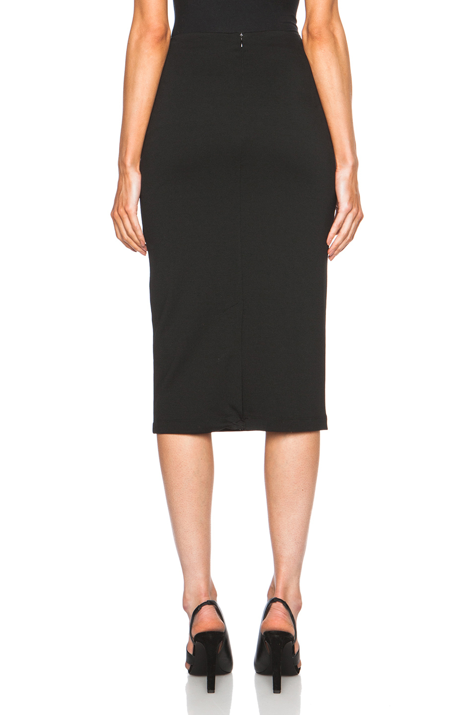T by alexander wang Lux Viscose-Blend Ponte Fitted Calf Length Skirt in ...