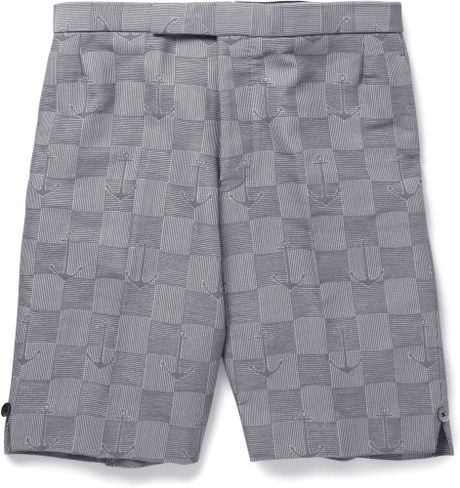 Thom Browne Jacquard-Woven Cotton-Blend Suit Shorts in Gray for Men | Lyst