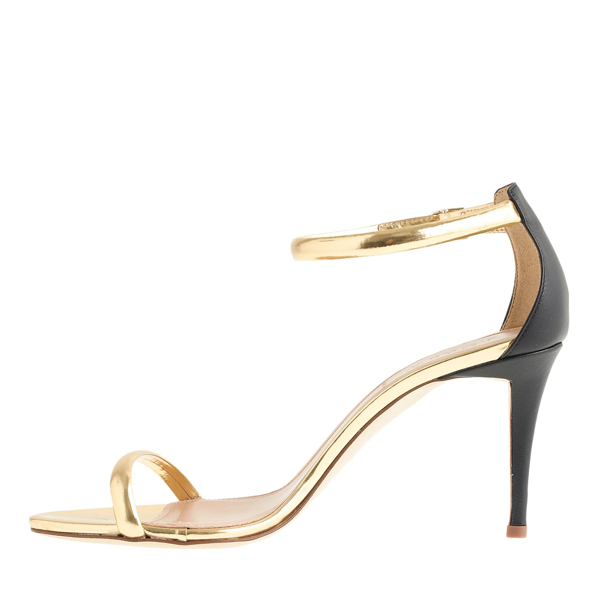 J.crew Mixed Leather Strappy High-heel Sandals in Gold (metallic gold ...