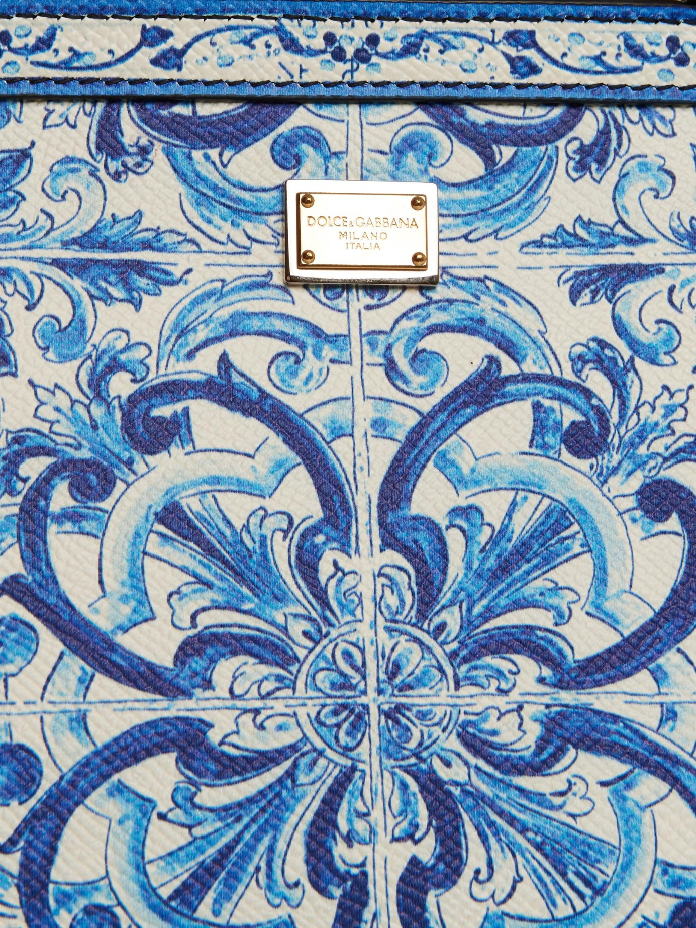 Dolce & gabbana Mini Sicily Majolica-Print Leather Cross-Body Bag in Blue | Lyst