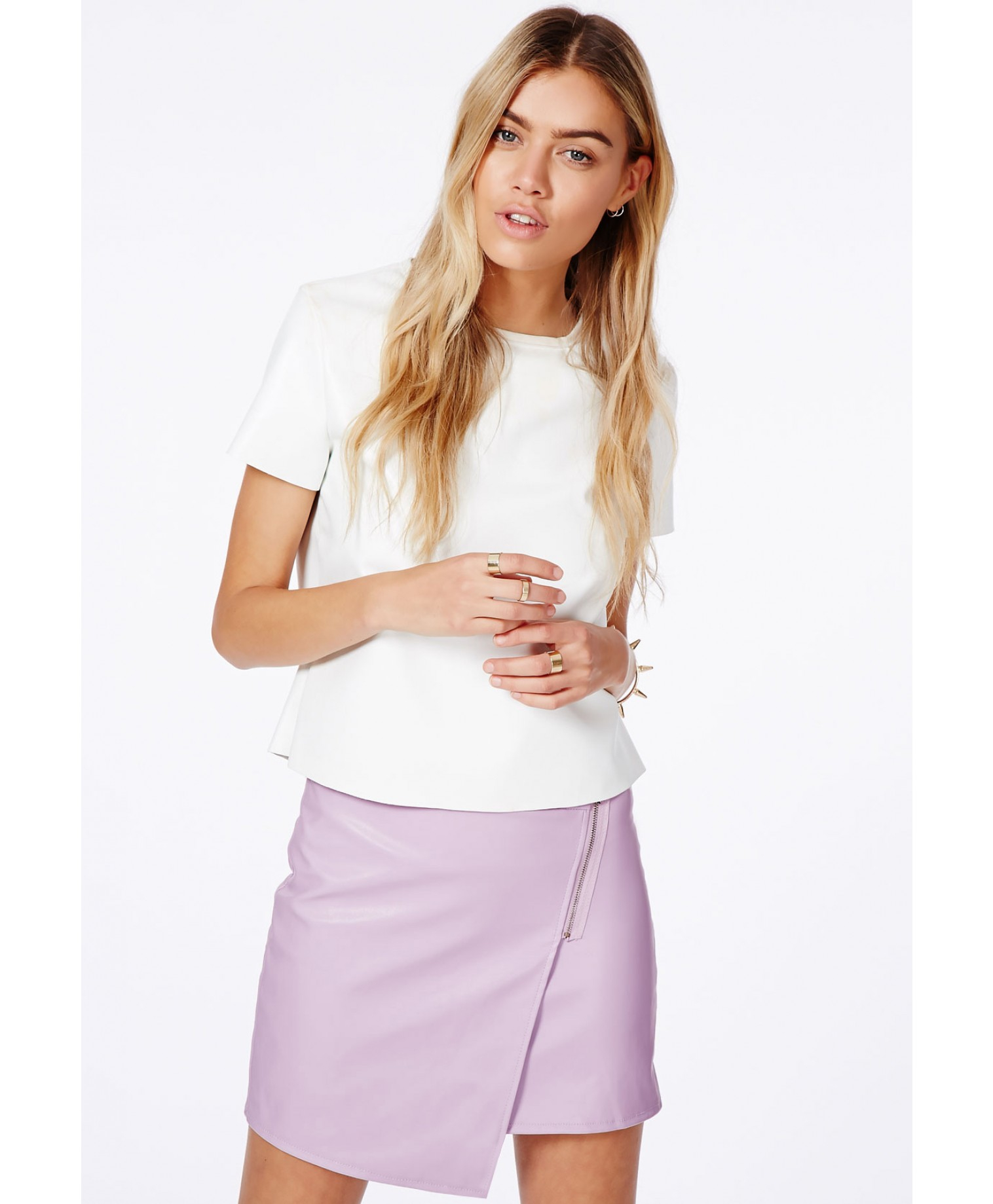 Missguided Taqara Lilac Wrap Over Mini Skirt in Purple | Lyst