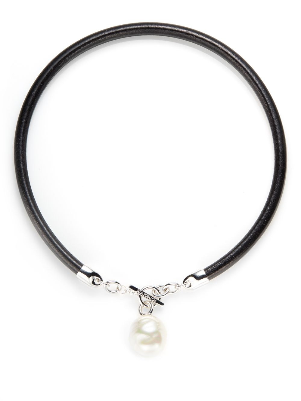 Majorica 18mm Baroque Pearl Leather Cord Necklace In Black Lyst