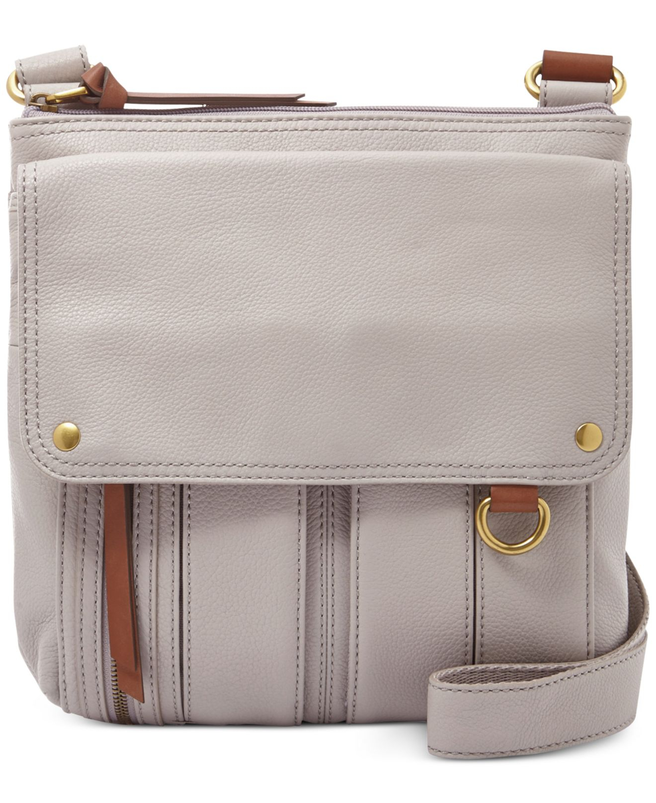 Lyst Fossil Morgan Leather Traveler Crossbody Bag In Gray Gallery