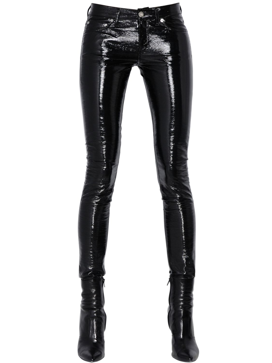 black leather tight pants