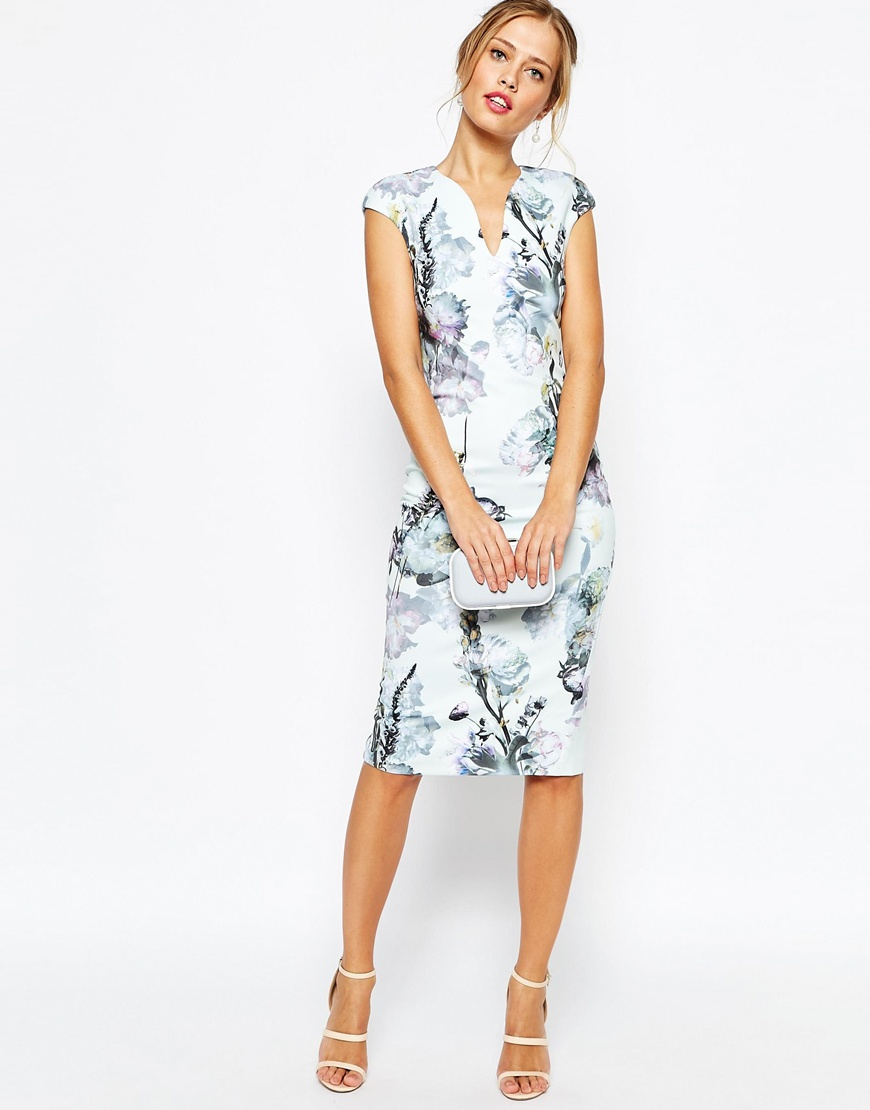 Ted baker Bavaria Torchlit Floral Midi Dress in Green | Lyst Ted baker Bavaria Torchlit Floral Midi Dress in Green | Lyst