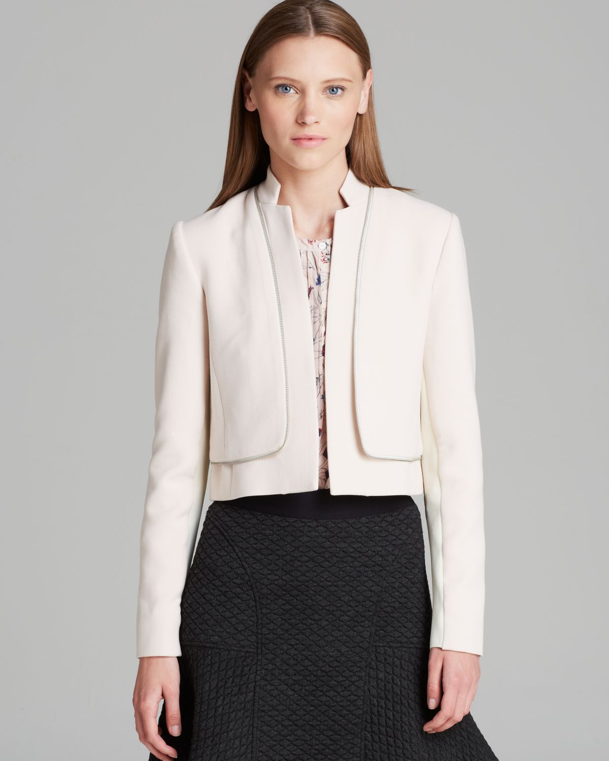 Lyst - Rebecca Taylor Jacket Double Layer Crepe Suiting in Natural