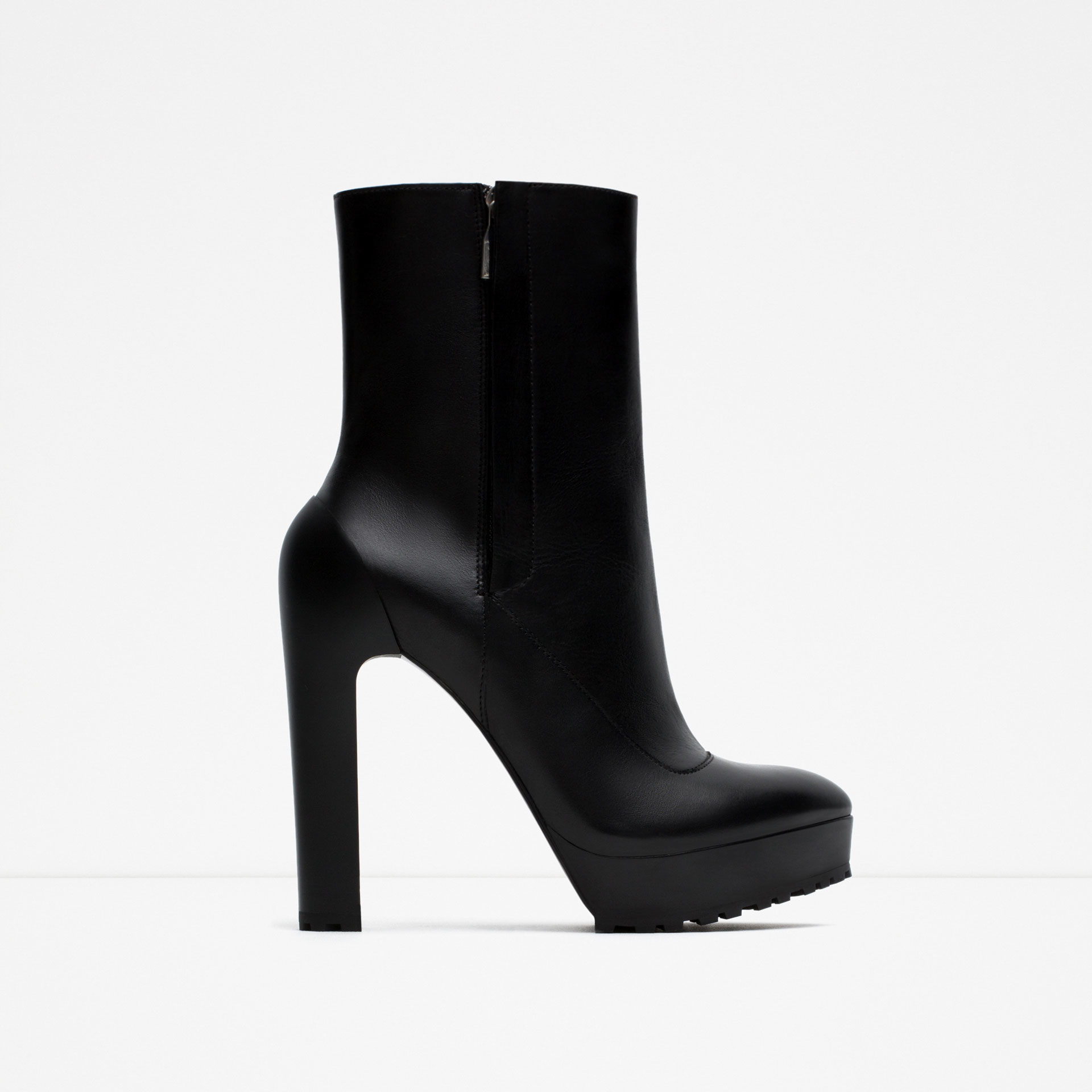 Zara High Heel Leather Ankle Boots in Black | Lyst