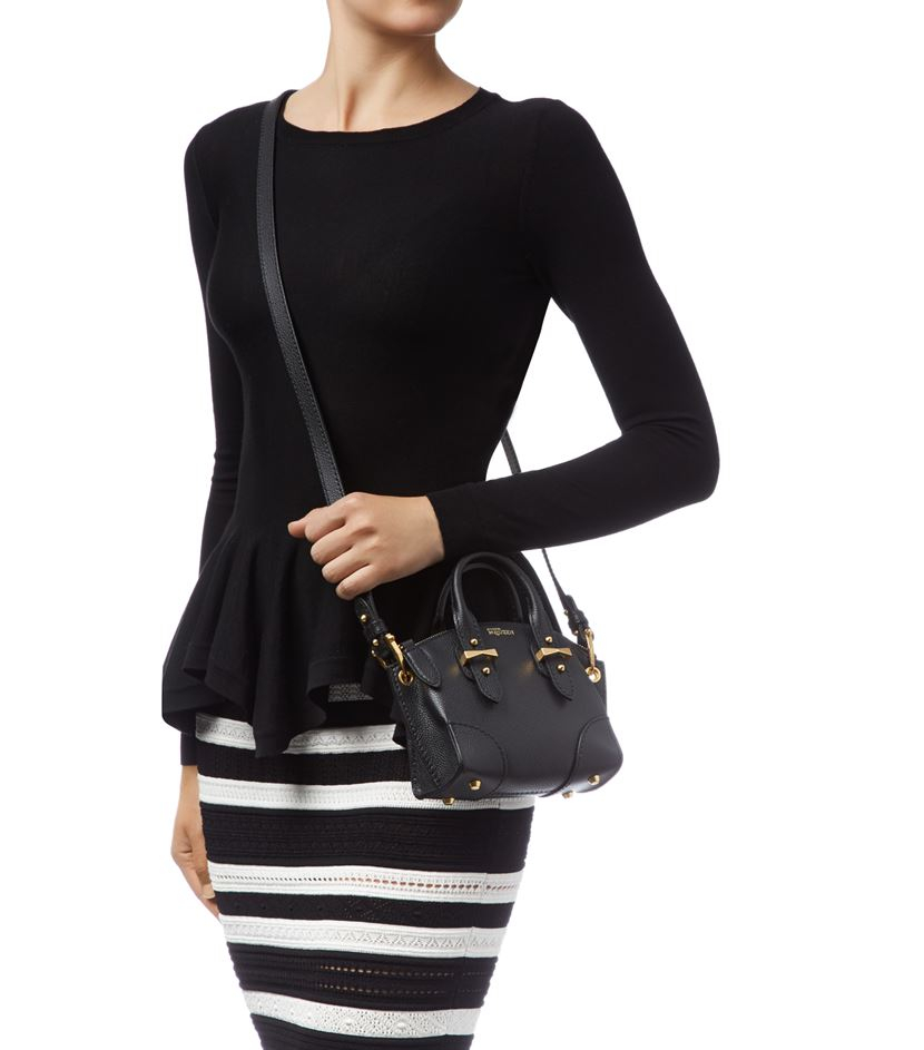 Alexander mcqueen Mini Legend Grainy Crossbody Bag in Black | Lyst