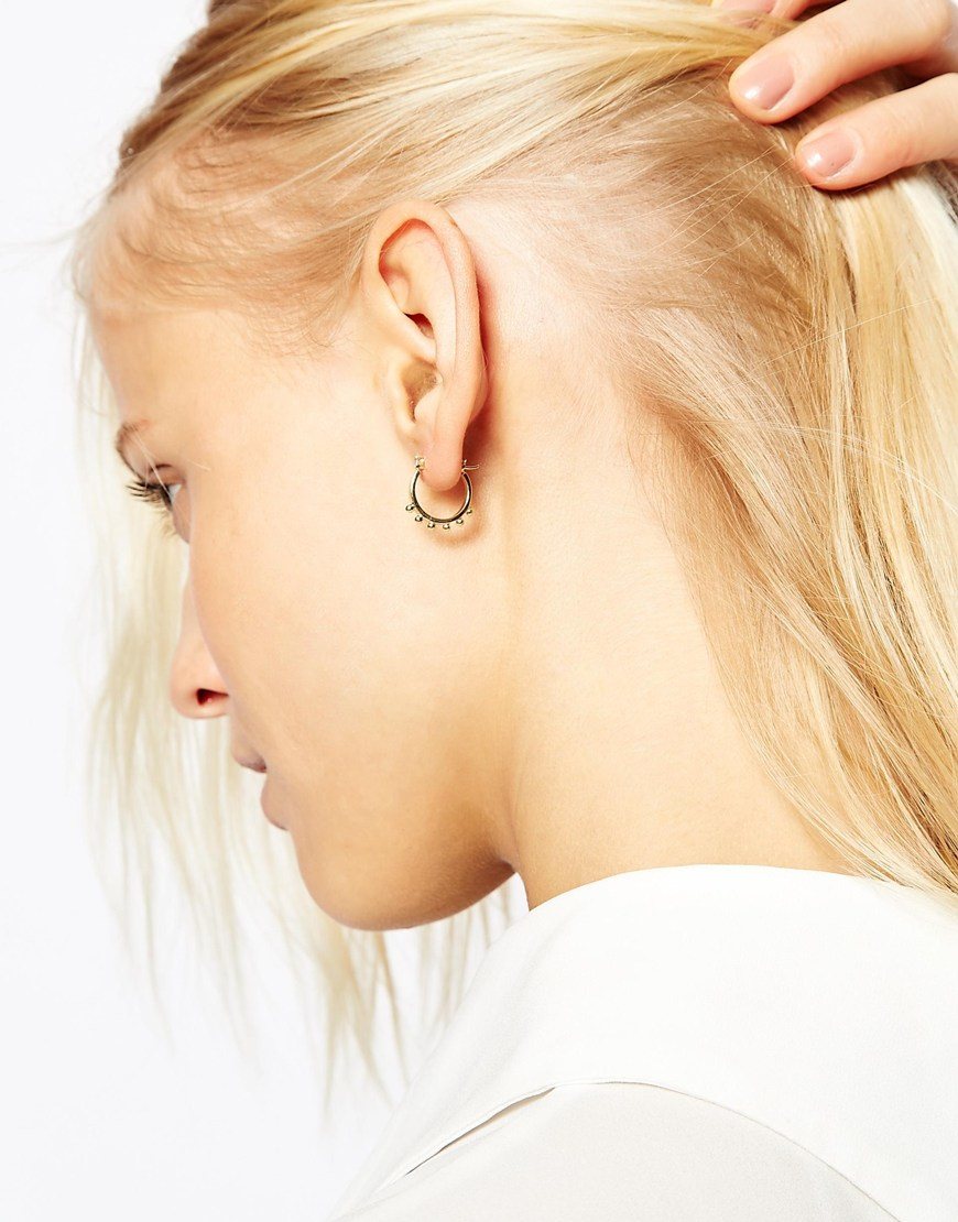 Lyst Asos Gold Plated Sterling Silver Mini Ball Hoop Earrings In Gallery Women S Gold Hoop Earrings