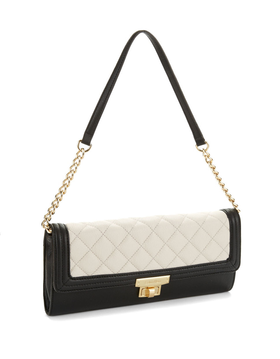 Calvin Klein Leather Quilted Clutch Bag In Black Lyst Gallery