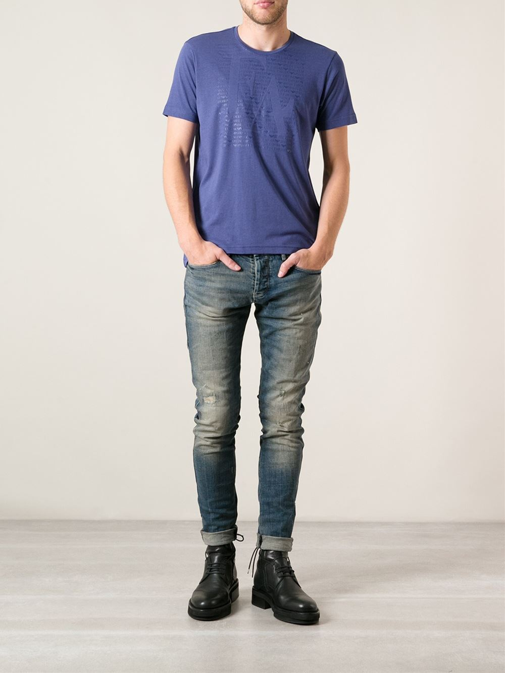 Lyst - Emporio Armani Skinny Jeans in Blue for Men