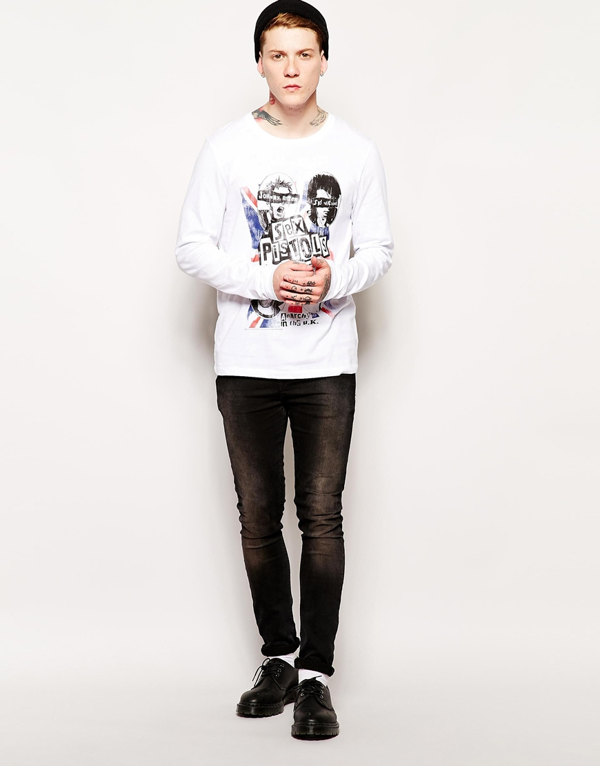 Lyst Asos Long Sleeve T Shirt With Sex Pistols Flag Print In Skater