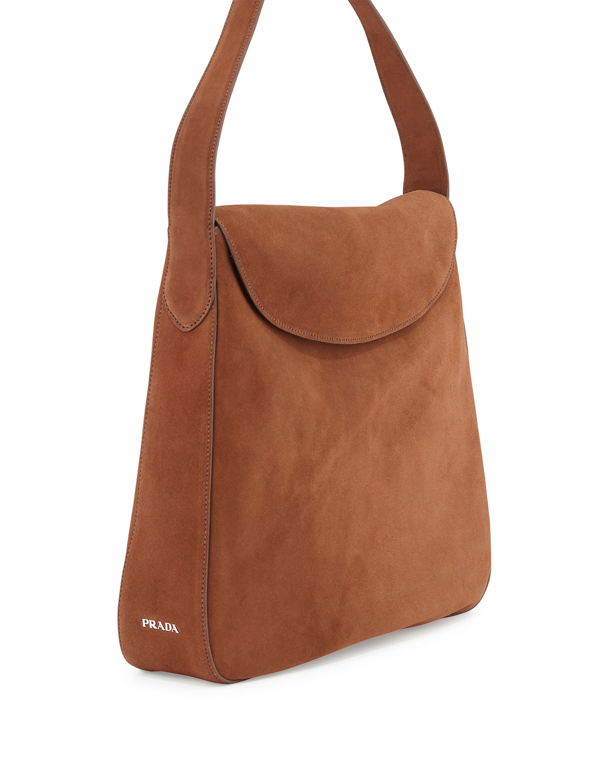 Prada Suede Doubled Flap-top Medium Hobo Bag in Brown | Lyst  