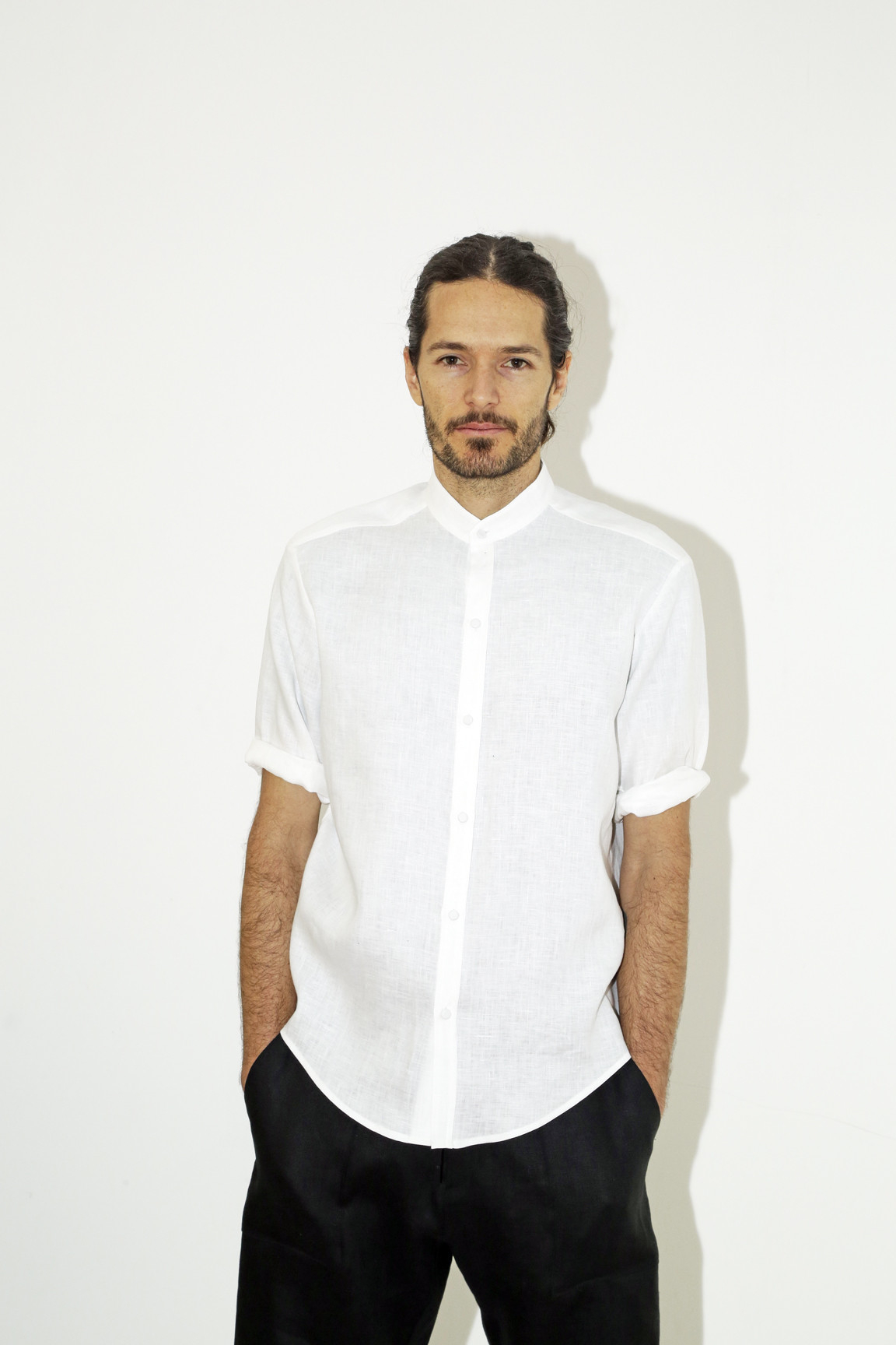 Assembly White Linen No Collar Shirt in White for Men Lyst Assembly White Linen No Collar Shirt in White for Men Lyst