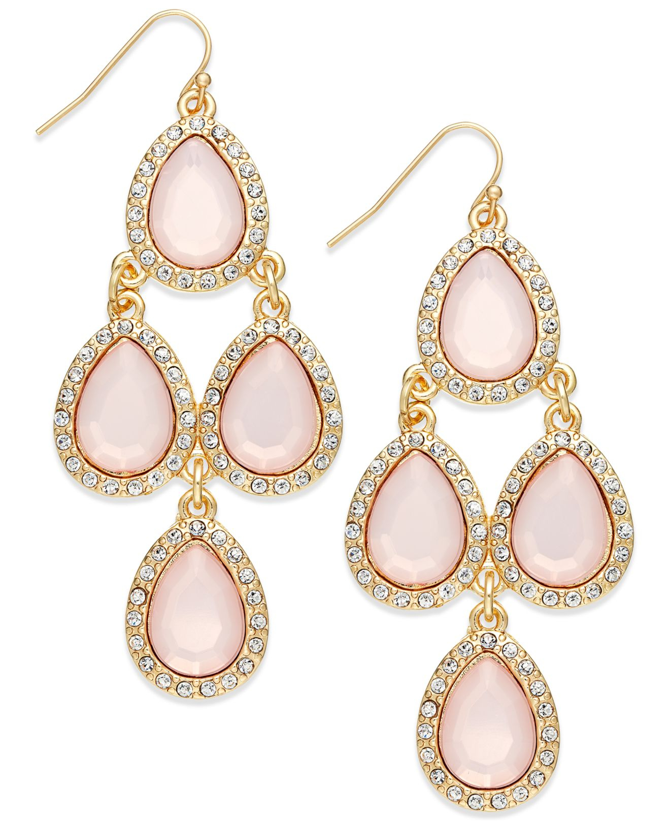 Lyst Inc International Concepts Gold Tone Pink Pavé Teardrop Gallery