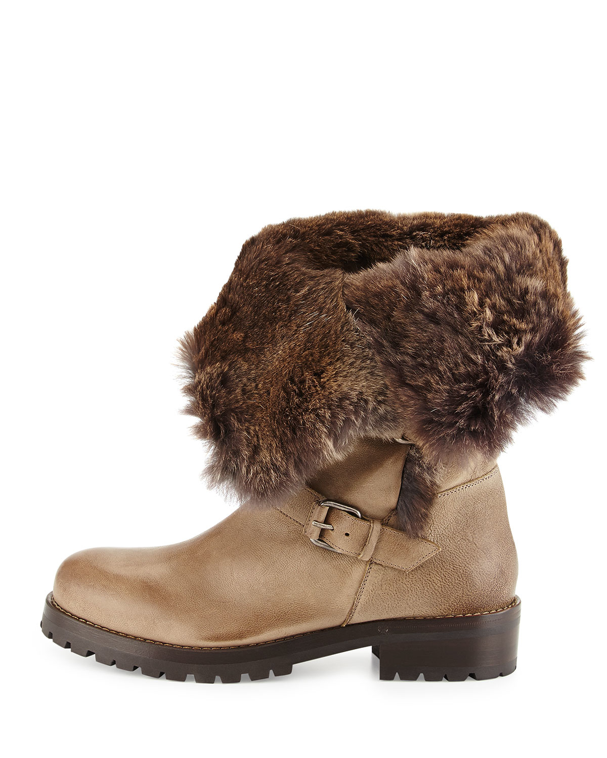 fur trim biker boots