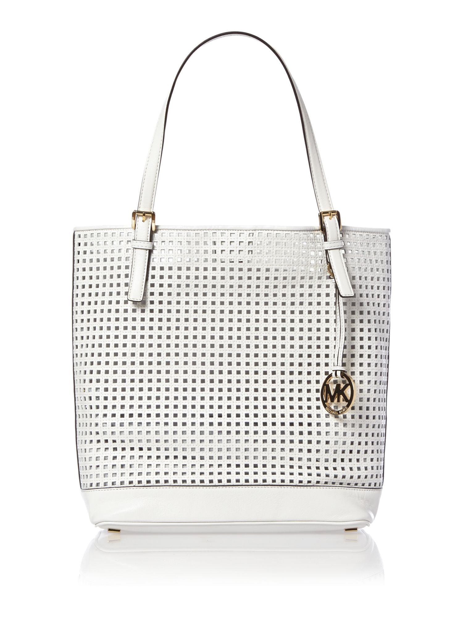 Michael Kors Bridget White Perforated Tote Bag in White | Lyst